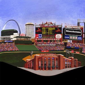 Ceramic Coaster, St. Louis Baseball, Busch Stadium, St. Louis, Ceramic Tile, Coaster, Decorative Art, Sport Stadium Art, Home, Gifts