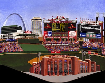 Ceramic Tile 8"x8" Trivet, St. Louis Baseball, Busch Stadium, St. Louis, Ceramic Tile, Decorative Art, Sport Stadium Art, Home, Gifts