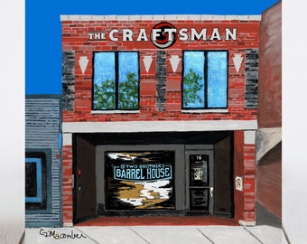 Ceramic Coaster, Naperville, Illinois, The Craftsman, Painting the Town Series, Ceramic Tile, Coaster, Decorative Artwork, Home, Gifts