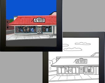 Naperville, Illinois, Anderson's Bookshop, Wall Art Print, Line Drawing Print, Illinois Town Art, Gallery Trio Art, JPG/PNG Instant Download
