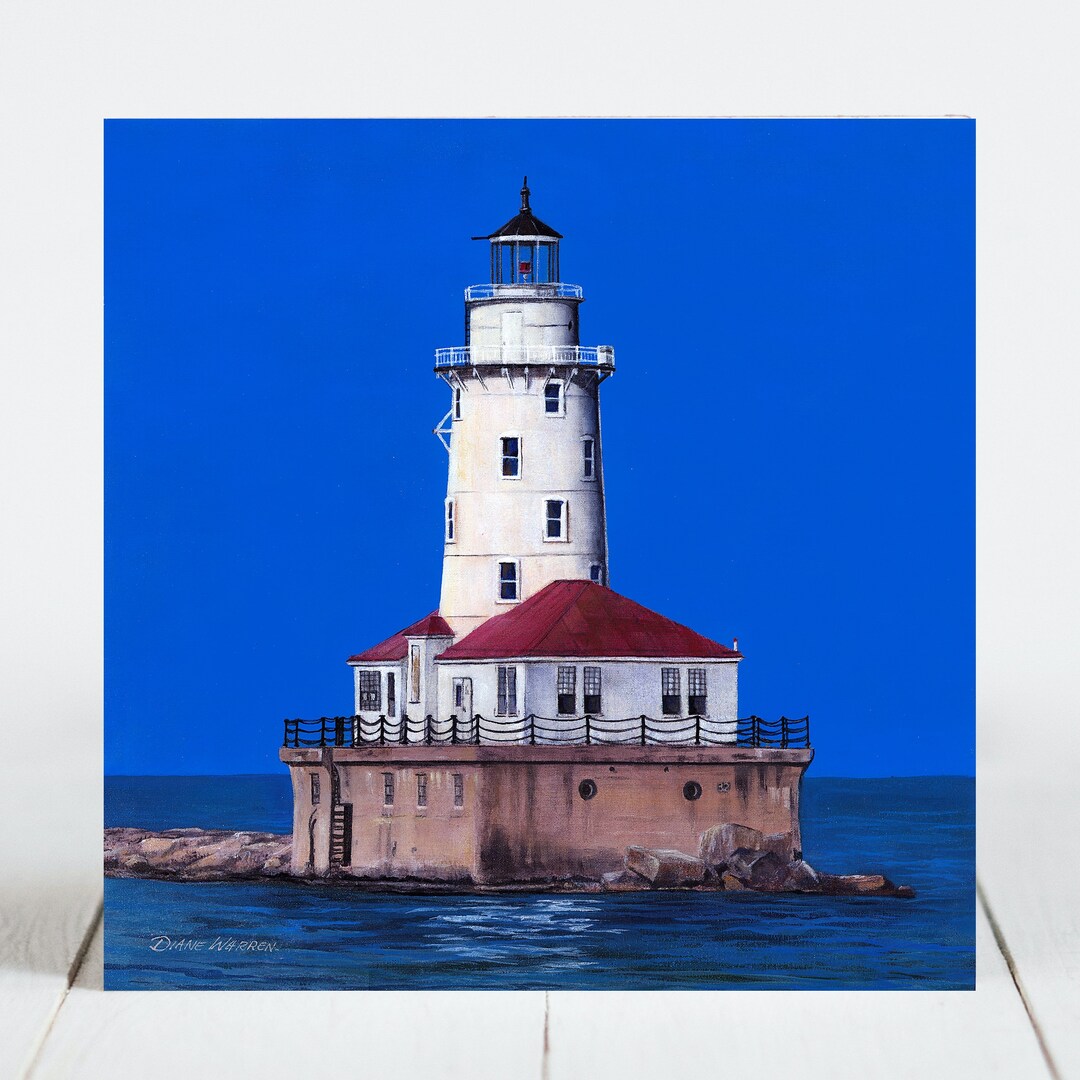 Ceramic Coaster Chicago Cityscapes Chicago Harbor Light Etsy