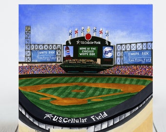 Ceramic Tile 8"x8" Trivet, Chicago Baseball, US Cellular Field Stadium, Illinois, Ceramic tile, Decorative Artwork, Sport Stadium Art, Gifts