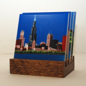 Ceramic Coaster, Naperville, Illinois, Clock Tower at Fredenhagen Park, Painting the Town Series, Ceramic Tile, Coaster, Art, Home, Gifts image 2