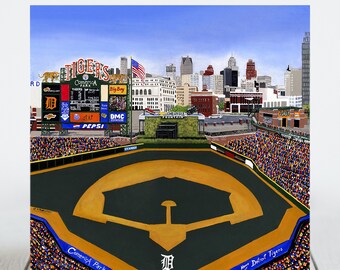 Ceramic Tile 8"x8" Trivet, Detroit Baseball, Michigan sports, Comerica Park Stadium, Ceramic tile, Decorative Art, Sport Stadium Art, Gifts