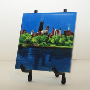 Ceramic Coaster, The Bean, Chicago, Chicago Skyline Series, Ceramic Tile, Coaster, Decorative Art, Home, Gifts image 5