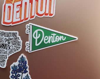 Denton Pennant Flag Vinyl Sticker Texas - Texas Sticker - Denton Sticker - City Sticker - Texas Pride - Stocking Stuffer - Gift for Friend