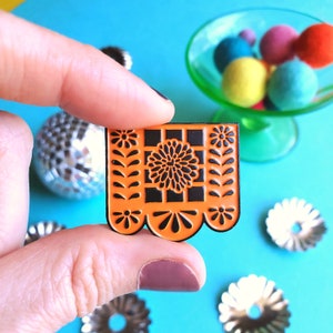 Papel Picado Enamel Pin - Lapel Pin Day of the Dead, Halloween, Dia de los Muertos, Cinco de Mayo, Fiesta, San Antonio, Mexico, Latinx