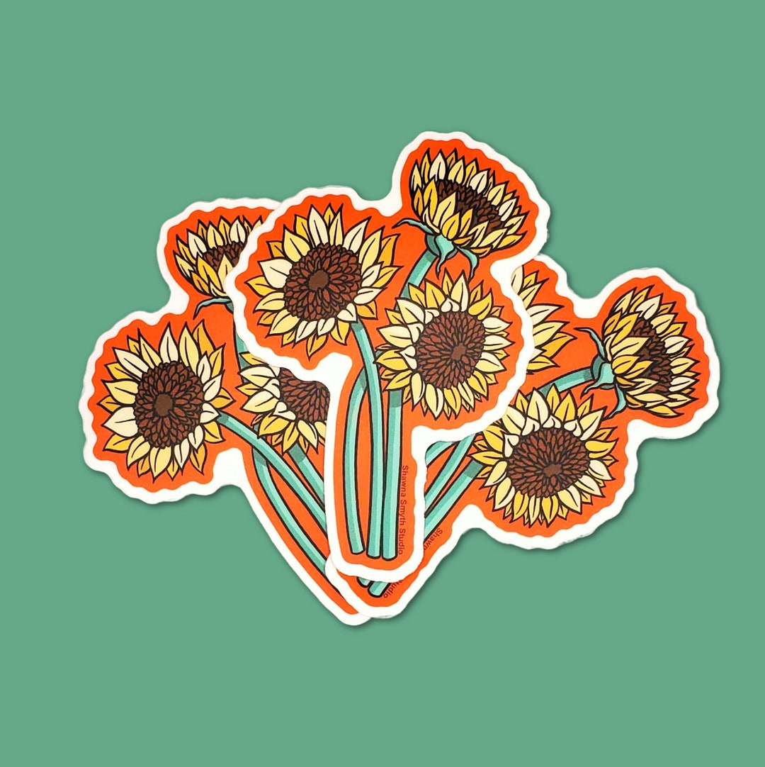 Sunflowers Vinyl Sticker Gift for Friend, Waterproof Sticker, Gift for