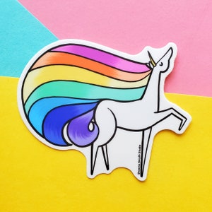 Unicorn Rainbow Vinyl Sticker gift for friend, waterproof sticker, gift for wife, gift for husband, unicorn theme, rainbow party, birthday image 4