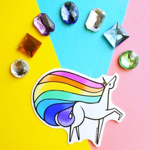 Unicorn Rainbow Vinyl Sticker gift for friend, waterproof sticker, gift for wife, gift for husband, unicorn theme, rainbow party, birthday image 3