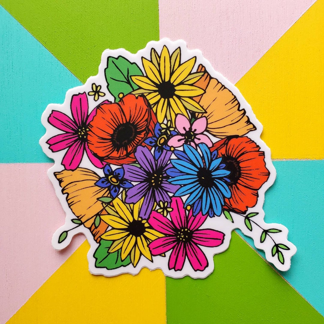 Wildflowers light Vinyl Sticker Gift for Friend, Waterproof Sticker