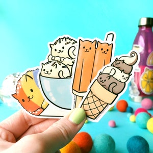 Cool Cat Scoops Ice Cream Vinyl Sticker cute cat sticker, cat gift ideas, summer birthday gift, friend gift, cute laptop sticker image 4