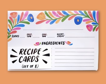 Otomi Recipe Cards - Modern, colorful, recipe card set, Mexican style kitchen, wedding gift, mother's day gift