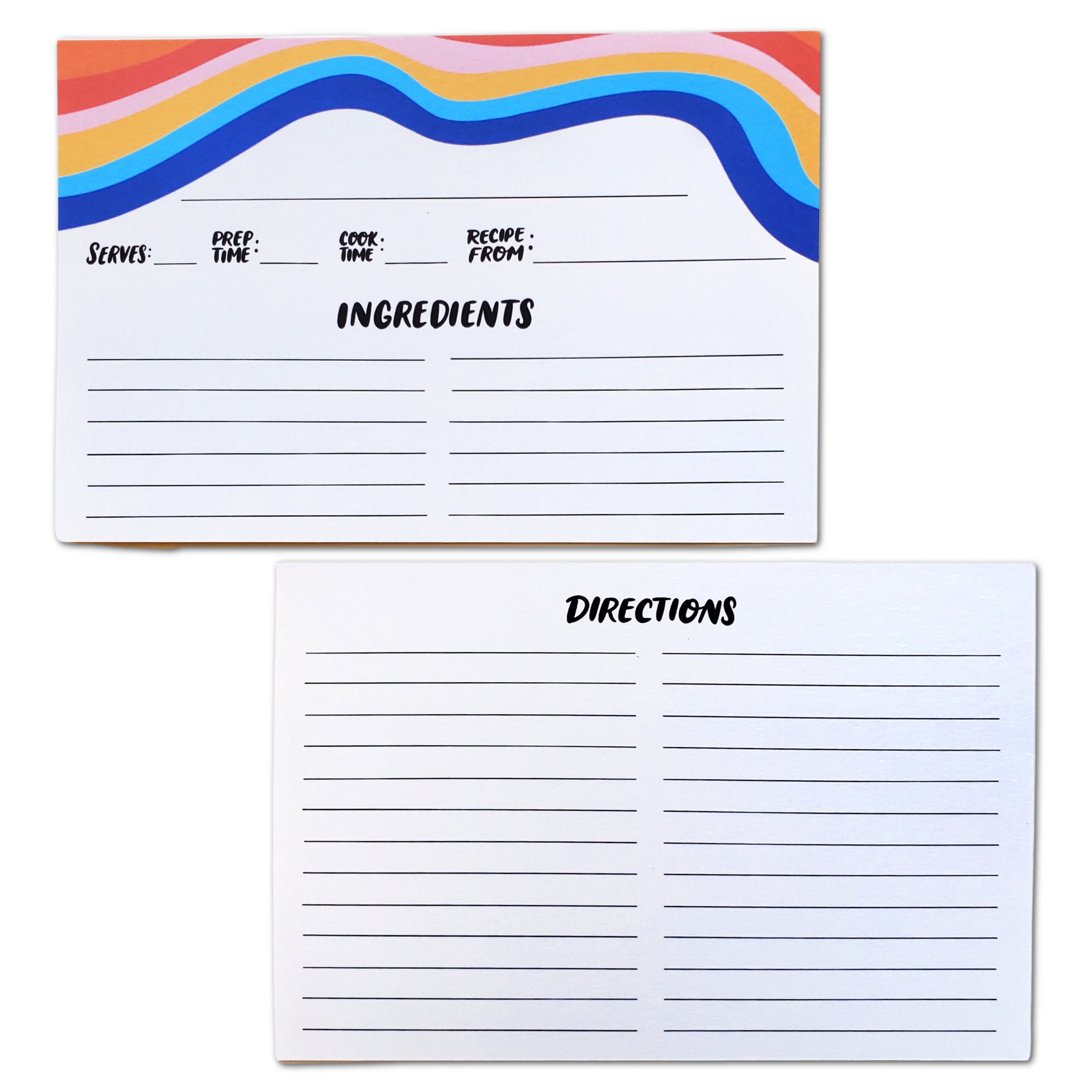 Rainbow Recipe Cards - Modern, Colorful, Recipe Card Set, Fun Bright ...