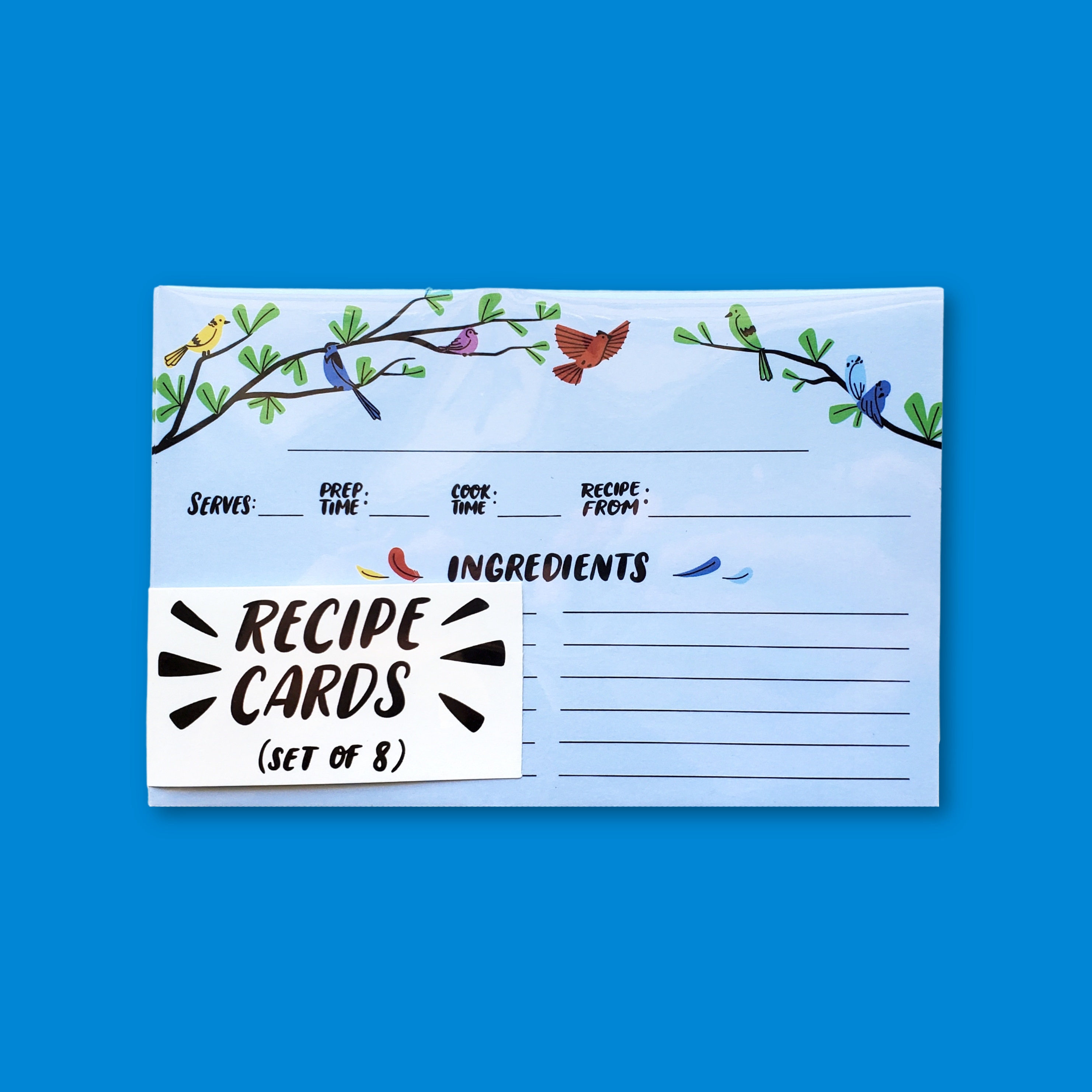 Birds Recipe Cards - Modern, Colorful, Recipe Card Set, Mid-century ...