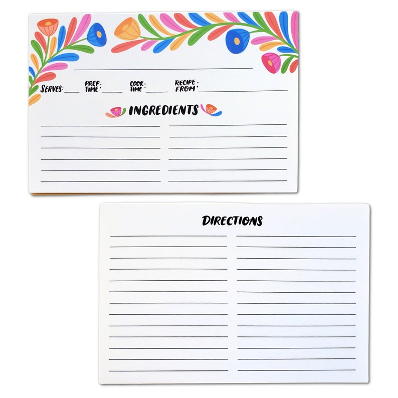 Otomi Recipe Cards - Modern, Colorful, Recipe Card Set, Mexican Style ...