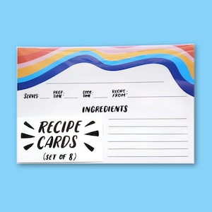 Rainbow Receptkaarten - Modern, kleurrijk, receptenkaartenset, leuke heldere keuken, huwelijkscadeau, moederdagcadeau