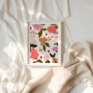 Fleurs lumineuses + vibrantes imprimables, fleurs printanières, fleurs en sourdine téléchargement numérique, art pour chambre d'enfant, fête des mères, fleurs aquarelles, art floral