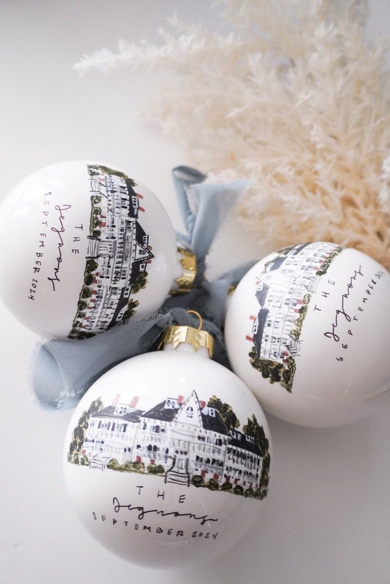 custom painted ornament, wedding portrait, housewarming gift, house portrait, personalized gift, realtor gift, ornament gift, moving gift
