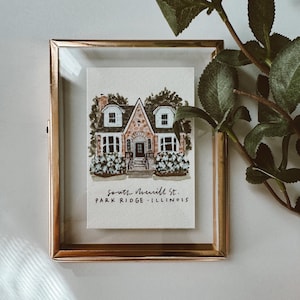 Framed Watercolor House Portrait: Custom New Home Gift
