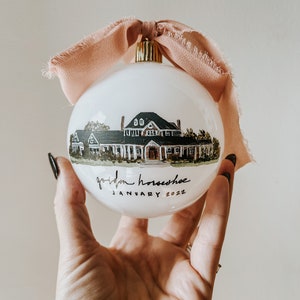 custom painted ornament, wedding portrait, housewarming gift, custom house portrait , personalized gift, realtor gift, ornament gift