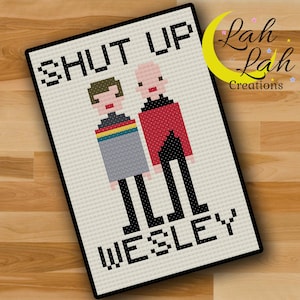 Shut Up Wesley - Picard und Wesley - Star Trek TV Show Kreuzstichmuster - Digitales PDF