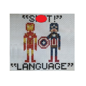 Language -  Avengers Comic book and movie Counted Cross Stitch Pattern - Digital PDF