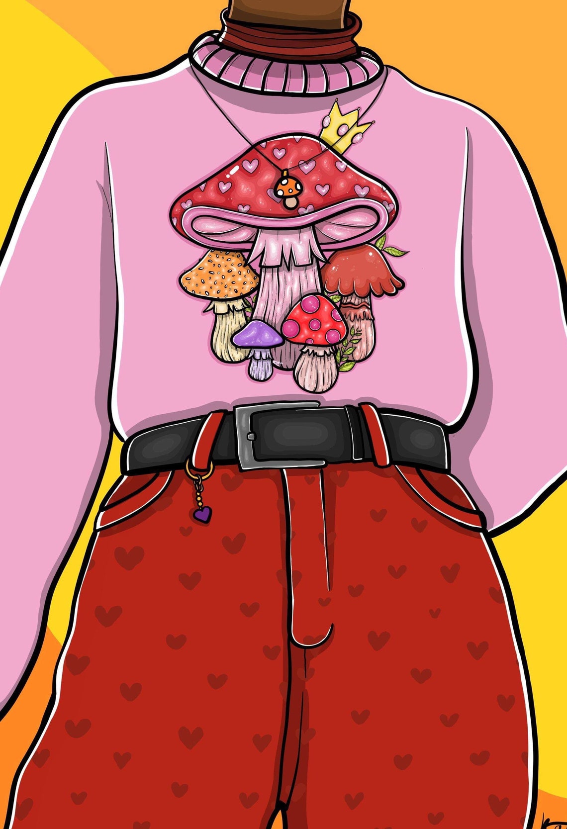 Mushroom Fashion Print Etsy