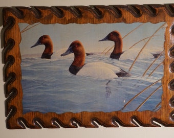 Folk Art Ducks on Wood Print Unique kitsch rustic