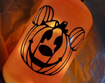 PUMPKIN MOUSE/Not So Scary Halloween Decor/ Desk Lamp/Children's Gift Basket /Luminary/ Nightlight/Bottle Lamp/Kids Room Decor
