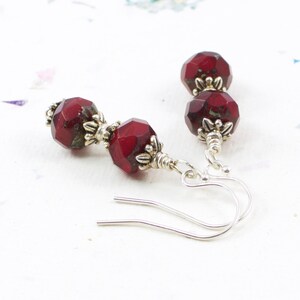 Red Bead Valentine Earrings For Her Red Bead Dangle Earrings Red Holiday Dangle Earrings Silver Red Earrings Solana Kai Designs image 3