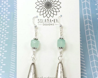 Aqua Blue Earrings - Aqua Chalcedony Jewelry - Light Blue Gemstone Earrings - Silver Dangle Earrings - Gemstone Earrings - PNW