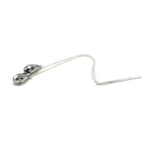 Sterling Silver Threader Earrings - Minimalist Chain Earrings - Chrome Swarovski Crystals - Lightweight Earrings - Pacific Northwest