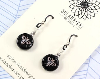 Honey Bee Earrings - Black Silver Bee Earrings - Dangle Earrings - Bee Jewelry - Earrings For Sensitive Ears - PNW