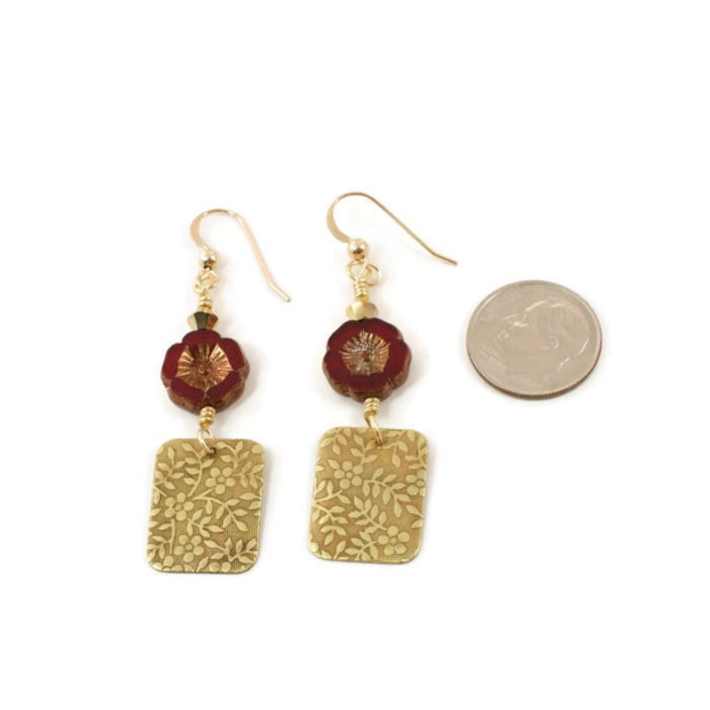 Red Flower Earrings for Her Floral Jewelry Gift for Women Etsy