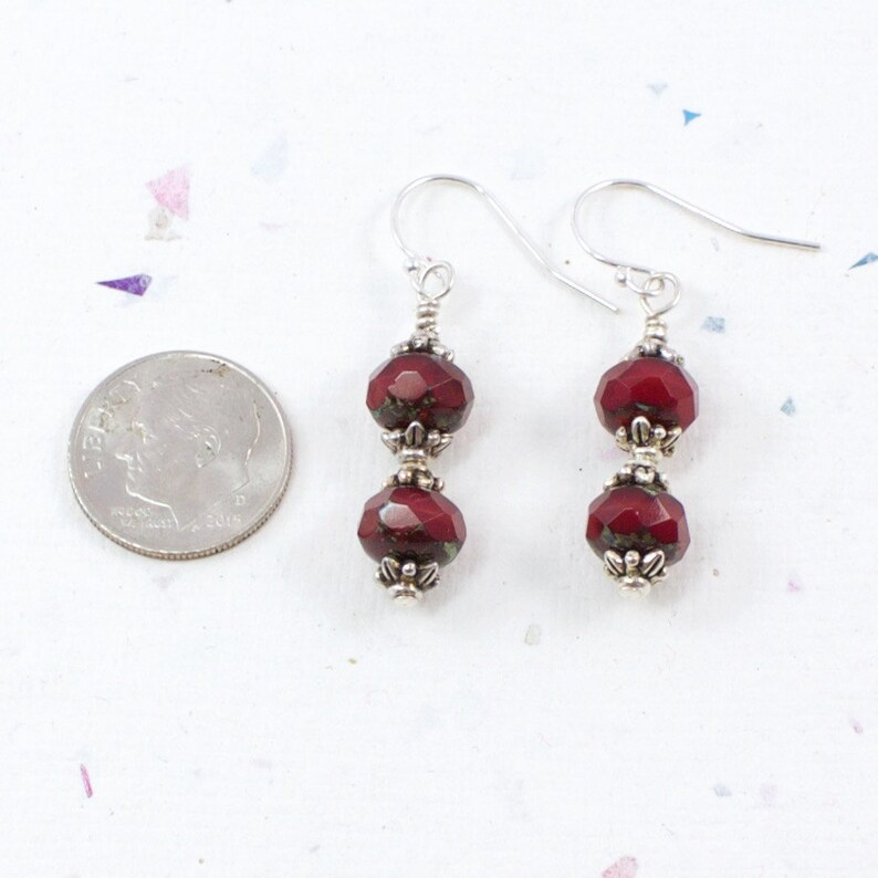 Red Bead Valentine Earrings For Her Red Bead Dangle Earrings Red Holiday Dangle Earrings Silver Red Earrings Solana Kai Designs image 6