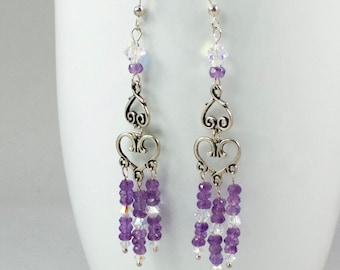 Amethyst Chandelier Earrings - Silver Chandelier Earrings - Purple Dangle Earrings - February Birthstone Jewelry - Pacific Northwest