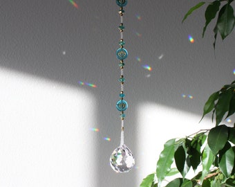 Suncatcher - Lotus Flower Decor - Hanging Window Crystal - Prism Rainbow Maker - Blue Window Decor - Crystal Suncatcher - Northwest