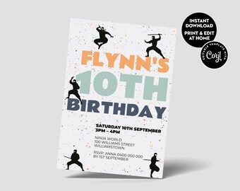 Ninja Warrior Invite Etsy