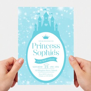 Princess Invite Blue Frozen Party Little Girls Pretty Birthday Invite Printable Custom Personalised