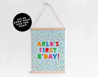 Hundreds and Thousands Confetti Matching Poster Kids Party First birthday Baby Boy Toddler Blue