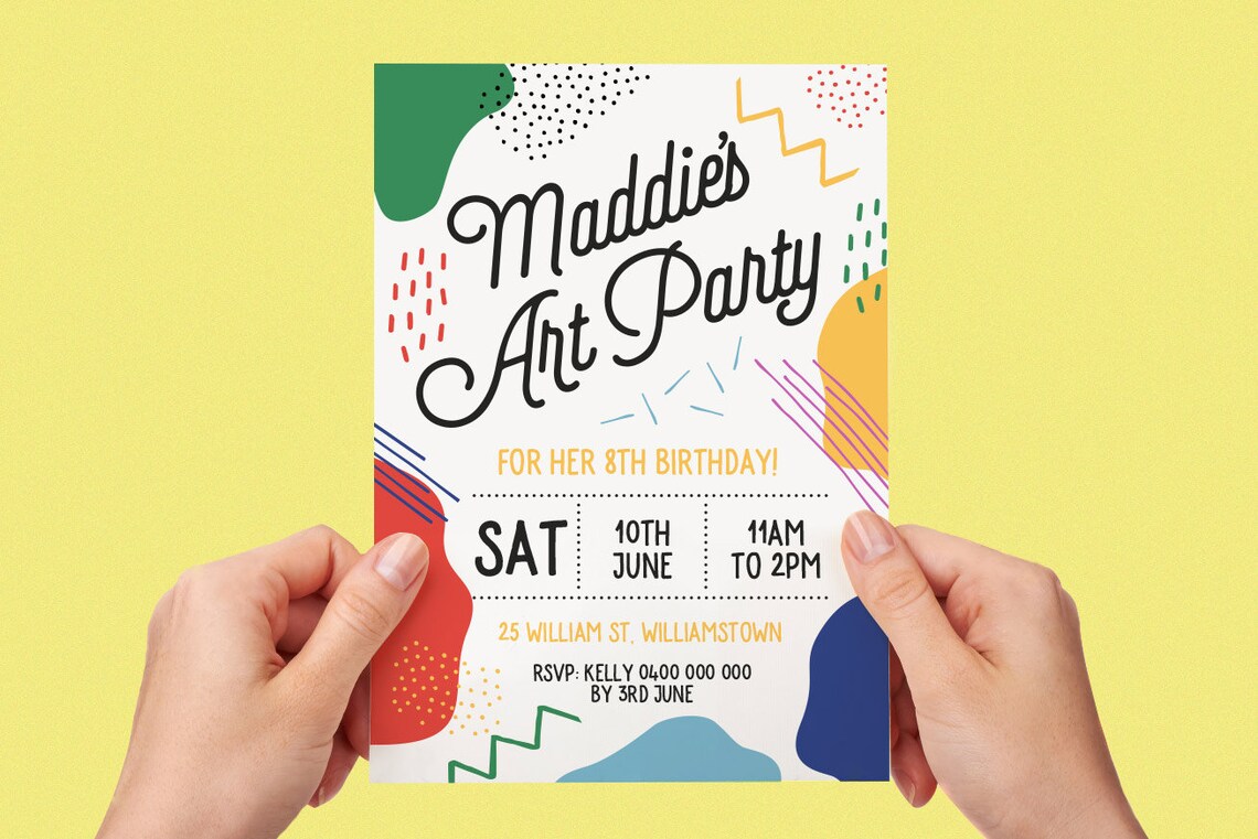 Art Party Invite Arty Party Painting Party Invitation Etsy