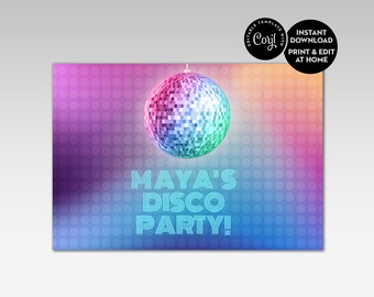 Disco Ball Blue Purple - Poster - Instant Edit and Download - Corjl