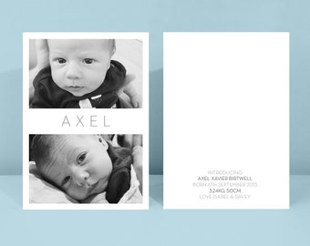 Simple Modern Birth Announcement New Baby Card Newborn Black and White Printable Custom Personalised Downloadable Baby Girl Baby Boy