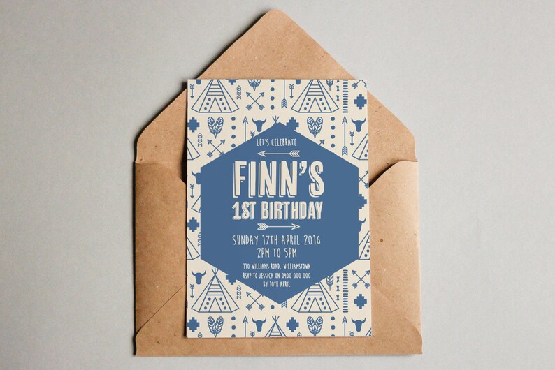Tribal Invite Hipster Birthday Tribal Printable Invite Custom - Etsy ...