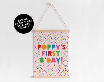 Hundreds and Thousands Confetti Matching Poster Kids Party First birthday Baby Girl Toddler Pink