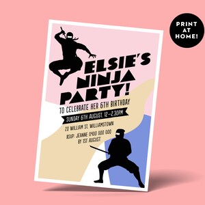 Ninja Invite Warrior Theme Party Printable Pastels Birthday - Etsy