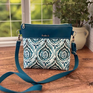 Bohemian Crossbody Bag with Teal Cork