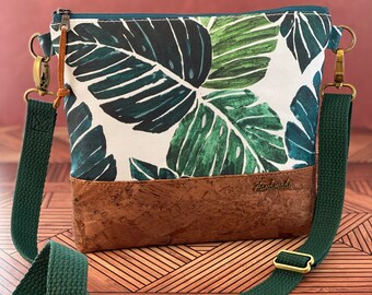 AHOMY Green Tropic Palm Leaf Messenger Bag Small Travel School Sling Bag Crossbody Bag AHOMY Green Tropic Palm Leaf Messenger Bag Small Travel School Sling Bag Crossbody Bag