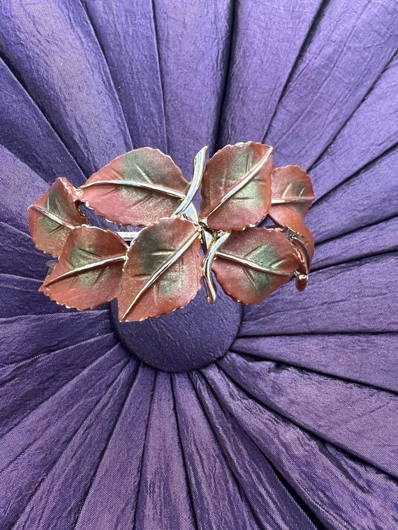 Leaf hinged cuff bracelet, vintage - image 1